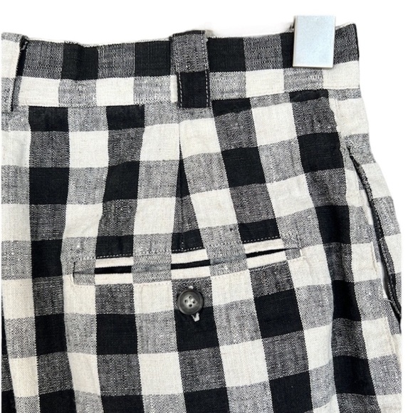 Rafaella Petites Vintage Black & White Check Linen Blend High Waisted Shorts - Picture 5 of 10